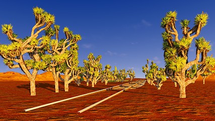 Image showing Joshua trees and railroad