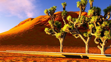 Image showing Joshua trees and railroad