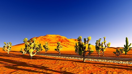 Image showing Joshua trees and railroad