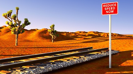 Image showing Joshua trees and railroad