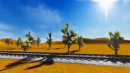 Image showing Joshua trees and railroad