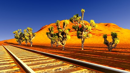 Image showing Joshua trees and railroad