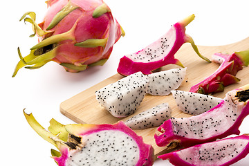 Image showing Closeup Of Pitaya Fruit Pulp And Peeled Off Skin