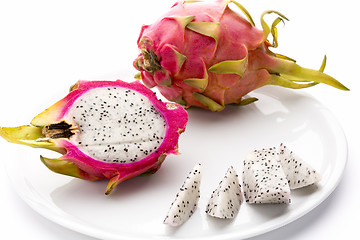 Image showing Pitaya Fruit Chips, A Half And An Entire Fruit