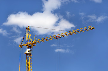Image showing Construction crane against blue sky