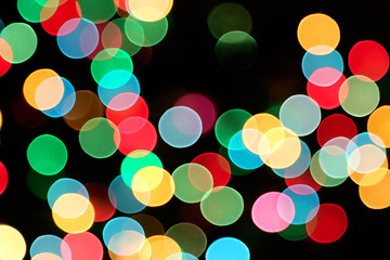 Image showing Holiday background with colorful unfocused lights