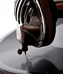 Image showing gramophone needle playing record