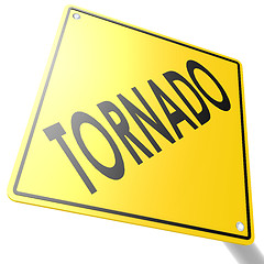 Image showing Road sign with tornado