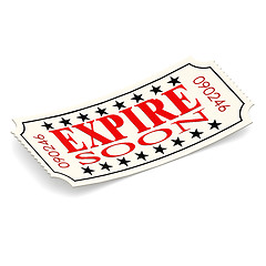 Image showing Expire soon ticket on white background
