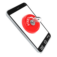 Image showing Red start key on smartphone