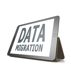 Image showing Tablet with data migration word