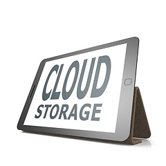 Image showing Tablet with cloud storage word