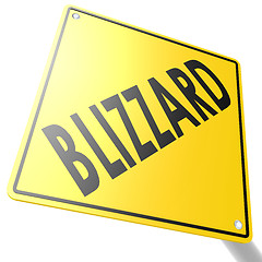 Image showing Road sign with blizzard