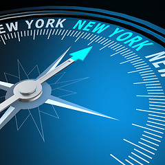 Image showing New York word on compass