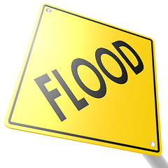 Image showing Road sign with flood