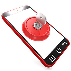 Image showing Red key on smartphone