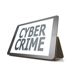 Image showing Tablet with cyber crime word