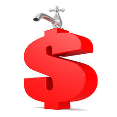 Image showing Water tap with red dollar sign