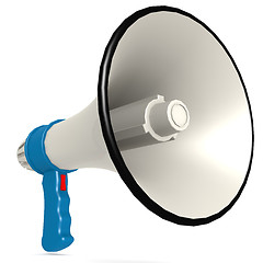 Image showing Isolated blue megaphone