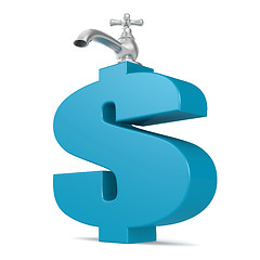 Image showing Water tap with blue dollar sign