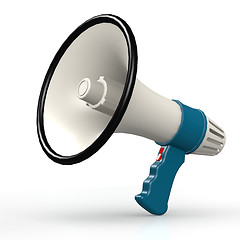 Image showing Isolated blue megaphone