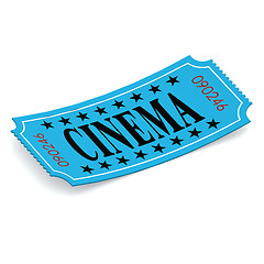 Image showing Cinema blue ticket on white background