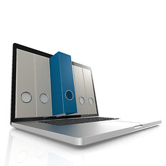 Image showing Laptop with blue folder