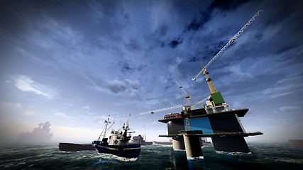 Image showing Oil rig  platform