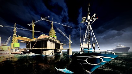 Image showing Oil rig  platform