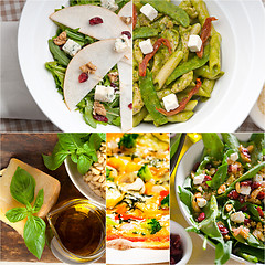 Image showing healthy and tasty Italian food collage