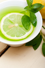 Image showing mint infusion tea tisane with lemon