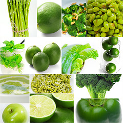 Image showing green healthy food collage collection