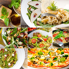 Image showing healthy and tasty Italian food collage