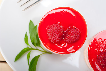 Image showing fresh raspberry cake mousse dessert