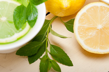 Image showing mint infusion tea tisane with lemon