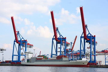 Image showing Port of Hamburg on the river Elbe, the largest port in Germany