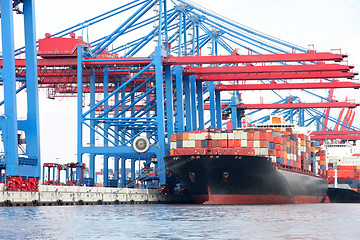 Image showing Port of Hamburg on the river Elbe, the largest port in Germany