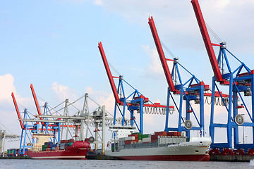 Image showing Port of Hamburg on the river Elbe, the largest port in Germany