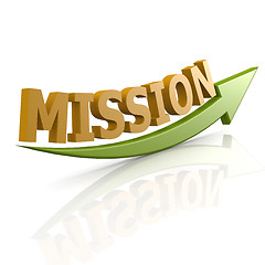 Image showing Green arrow with mission word