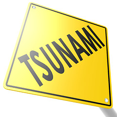 Image showing Road sign with tsunami