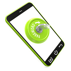 Image showing Green password key on smartphone