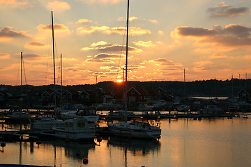 Image showing Harbour in sunset