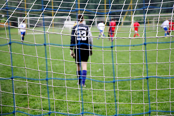 Image showing Soccer goal mesh