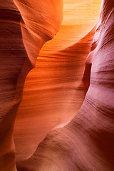 Image showing Sandstone waves and colors inside iconic Antelope Canyon