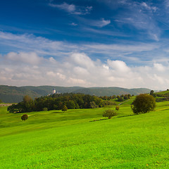 Image showing Autumn landscape and Karlstejn Castle