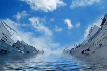 Image showing City Fully Flooded During The Flooding Of The River