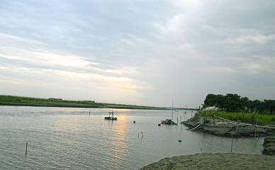 Image showing Padma river with sunset or sun down