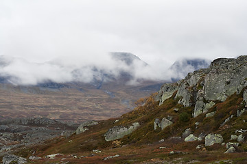 Image showing clouds over bare mountain