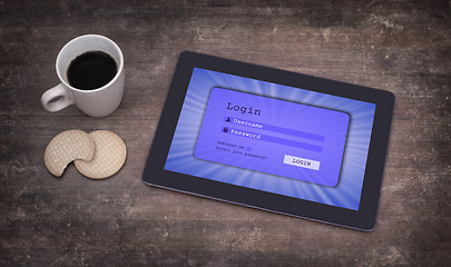 Image showing Login interface on tablet - username and password