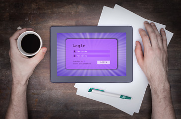 Image showing Login interface on tablet - username and password
